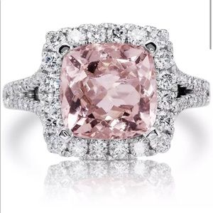 5 CARAT PINK TOPAZ CZ DIAMOND HALO RING